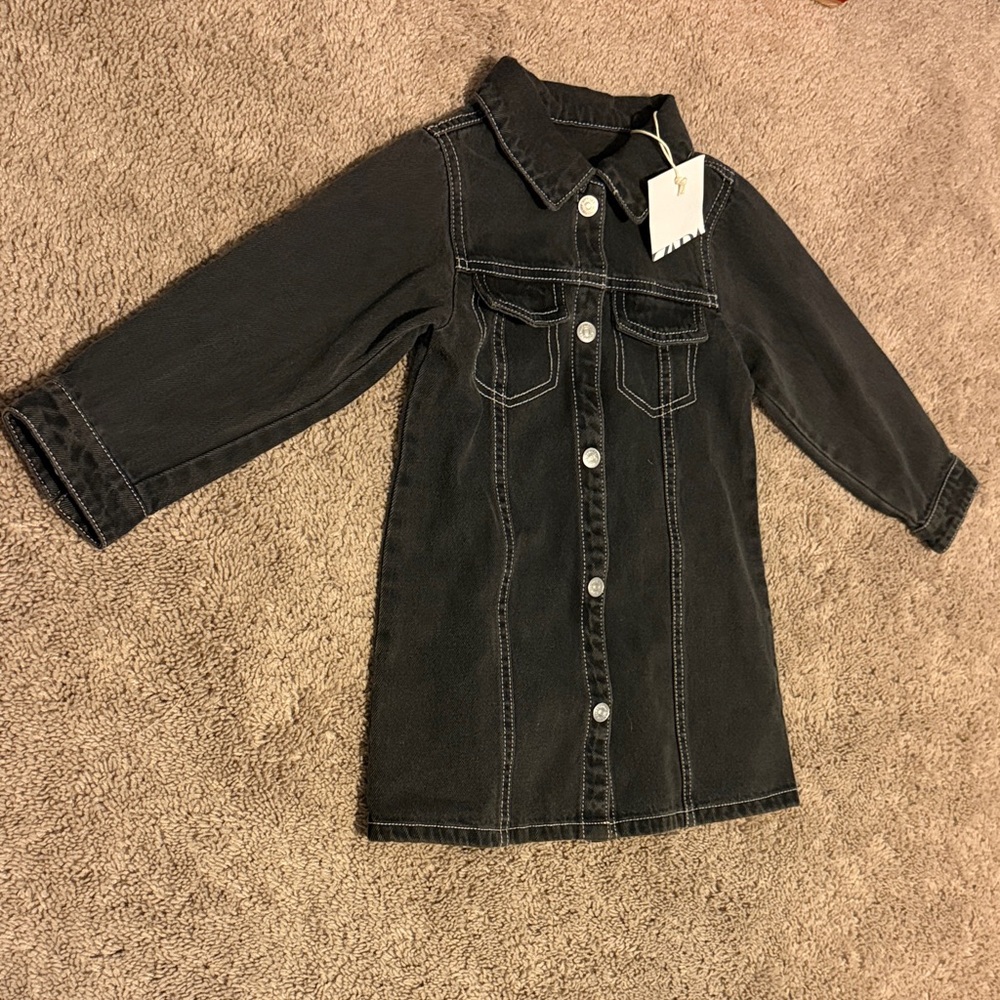 Zara Black Denim Shirt Dress - New with tags (Size 3 years/98cm)